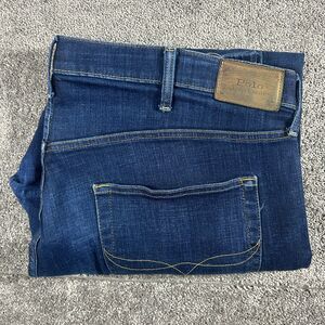Polo Ralph Lauren Jeans Mens 44x32 Blue Hampton Relaxed Straight Denim Stretch